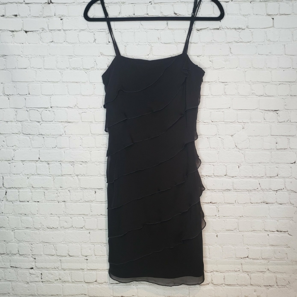 WHBM Tiered Ruffled Black Dress 4